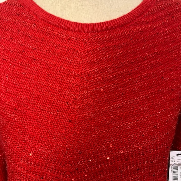 I.N. Studio Holly Holiday Red sequin sweater. NWT - Picture 5 of 8